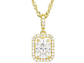 Moissanite 14k Yellow Gold Over Sterling Silver Halo Pendant 2.40ctw DEW