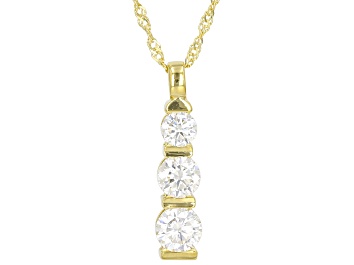 Picture of Moissanite 14k Yellow Gold Over Silver 3 stone Pendant 2.30ctw DEW