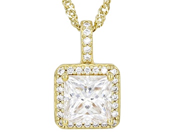 Picture of Moissanite 14k Yellow Gold Over Silver Halo Pendant 2.09ctw DEW.