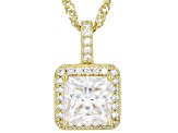 Moissanite 14k Yellow Gold Over Silver Halo Pendant 2.09ctw DEW.