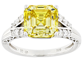 Picture of Yellow And Colorless Moissanite Platineve Ring 4.22ctw DEW.