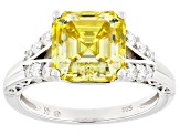 Yellow And Colorless Moissanite Platineve Ring 4.22ctw DEW.