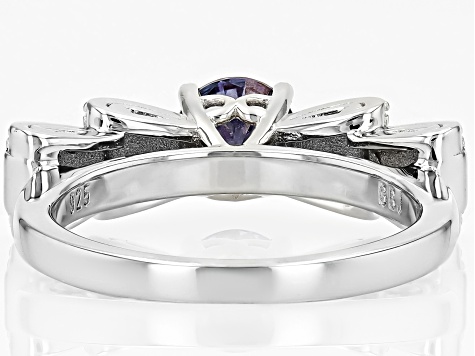 Blue And Colorless Moissanite Platineve Bow Ring 1.08ctw DEW
