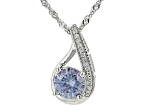 Blue And Colorless Moissanite Pendant 1.34ctw DEW.