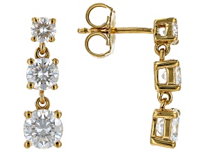 Moissanite 14k Yellow Gold Over Silver Graduated Earrings 2.18ctw DEW.