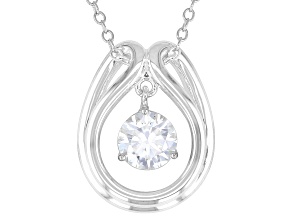 Moissanite Platineve Solitaire Dancing Pendant .80ct DEW