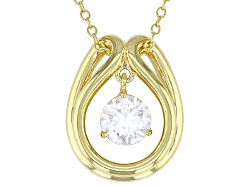 Picture of Moissanite 14k Yellow Gold Over Silver Solitaire Dancing Pendant .80ct DEW