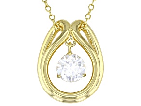 Moissanite 14k Yellow Gold Over Silver Solitaire Dancing Pendant .80ct DEW