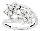 Moissanite Platineve Flower Design Ring 1.40ctw DEW