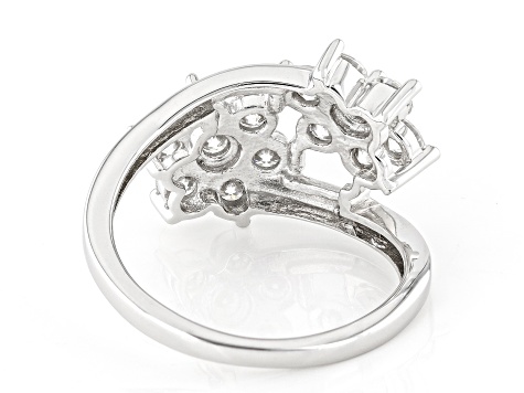 Moissanite Platineve Flower Design Ring 1.40ctw DEW