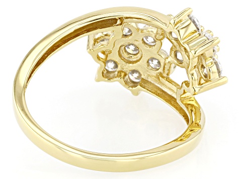 Moissanite 14k Yellow Gold Over Silver Flower Design Ring 1.40ctw DEW