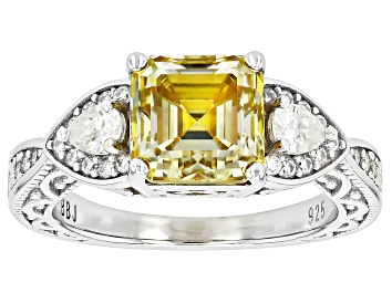 Picture of Yellow And Colorless Moissanite Platineve Ring 3.54ctw DEW.