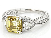 Yellow And Colorless Moissanite Platineve Ring 3.54ctw DEW.
