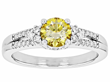 Picture of Yellow And Colorless Moissanite  Platineve Ring 1.16ctw DEW.