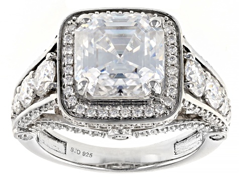 Moissanite Platineve Halo Ring 6.30ctw DEW.