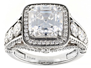 Moissanite Platineve Halo Ring 6.30ctw DEW.