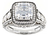 Moissanite Platineve Halo Ring 6.30ctw DEW.