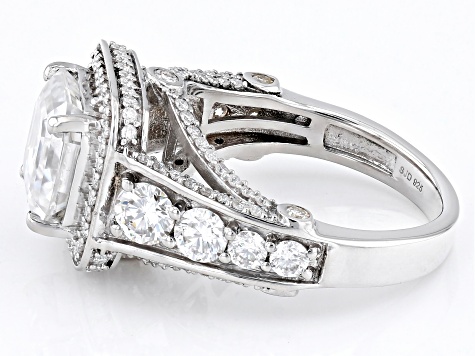 Moissanite Platineve Halo Ring 6.30ctw DEW.