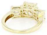Moissanite 14k Yellow Gold Over Silver Three Stone Ring 4.86ctw DEW.