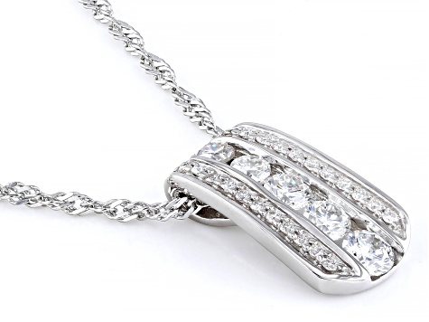 Moissanite Platineve Graduated Pendant .67ctw DEW.