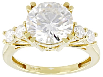 Picture of Moissanite 14k Yellow Gold Over Silver Engagement Ring 4.06ctw DEW