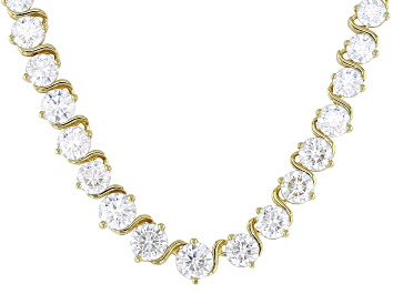 Picture of Moissanite 14k Yellow Gold Over Silver Graduated Tennis Necklace 14.24ctw DEW.
