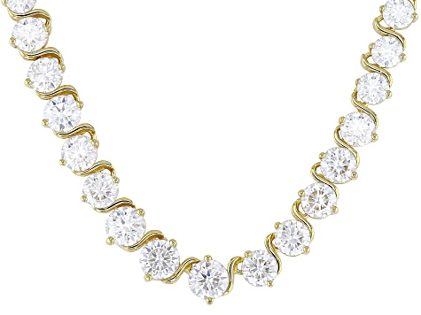 Moissanite 14k Yellow Gold Over Silver Graduated Tennis Necklace 14.24ctw DEW.