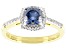 Navy Blue And Colorless Moissanite 14K Yellow Gold Over Silver Halo Ring 1.44ctw DEW.