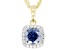 Navy Blue And Colorless Moissanite 14k Yellow Gold Over Silver Halo Pendant 1.30ctw DEW