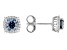 Navy Blue And Colorless Moissanite Platineve Stud Earrings 1.60ctw DEW.