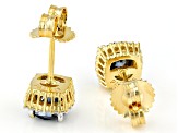 Navy Blue And Colorless Moissanite 14k Yellow Gold Over Silver Earrings 1.60ctw DEW.