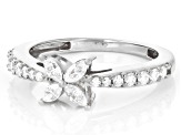 Moissanite Platineve Flower Design Ring .60ctw DEW.