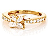 Moissanite 14K Yellow Gold Over Silver Flower Design Ring .60ctw DEW.