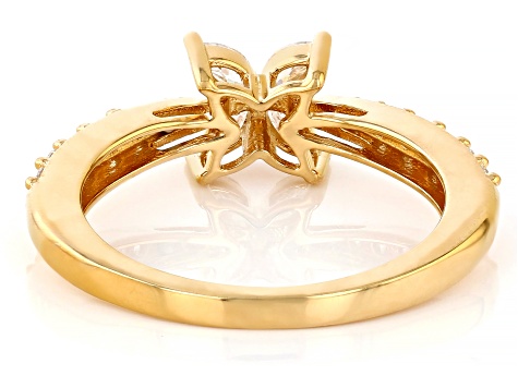 Moissanite 14K Yellow Gold Over Silver Flower Design Ring .60ctw DEW.