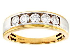 Moissanite 14K Yellow Gold Over Silver And Platineve Mens Band Ring .80ctw DEW.