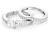 Moissanite Platineve Ring And Band 1.52ctw DEW.