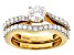 Moissanite 14k Yellow Gold Over Silver Ring And Band 1.52ctw DEW.