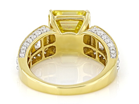 Yellow And Colorless Moissanite 14k Yellow Gold Over Silver Ring 6.32ctw DEW