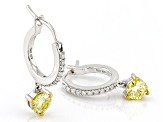 Yellow Moissanite Platineve Hoop Earrings 1.18ctw DEW.
