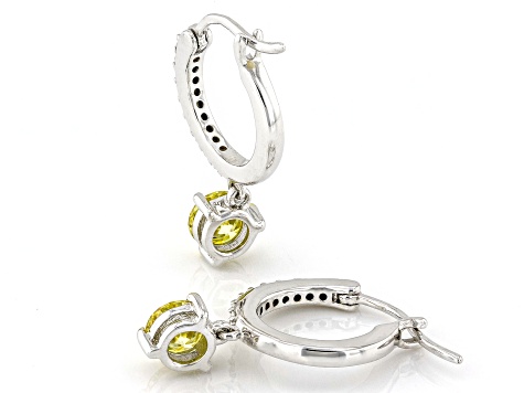 Yellow Moissanite Platineve Hoop Earrings 1.18ctw DEW.