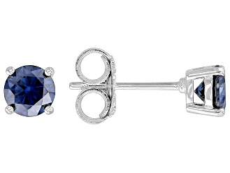 Navy Blue Moissanite Platineve Stud Earrings 1.00ctw DEW.