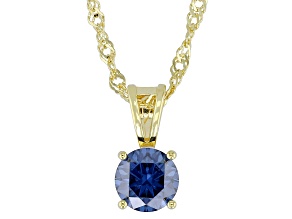Blue Moissanite 14k Yellow Gold Over Silver Solitaire Pendant 1.00ct DEW.