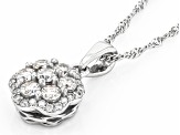 Moissanite Platineve Cluster Pendant With 18" Singapore Chain 1.18ctw DEW