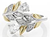 Moissanite Platineve And 14k Yellow Gold Over Platineve Silver Bypass Ring 1.10ctw DEW