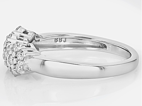 Moissanite Platineve Cluster Band Ring .63ctw DEW