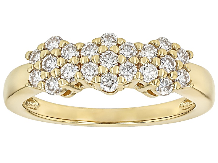 Moissanite 14k Yellow Gold Over Sterling Silver Cluster Band Ring.63ctw DEW