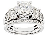 Moissanite Platineve Ring With Matching Band 2.66ctw DEW