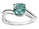 Green Moissanite Platineve Solitaire Ring 1.70ctw DEW