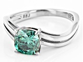 Green Moissanite Platineve Solitaire Ring 1.70ctw DEW