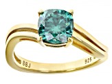 Green Moissanite 14k Yellow Gold Over Sterling Silver Solitaire Ring 1.70ctw DEW